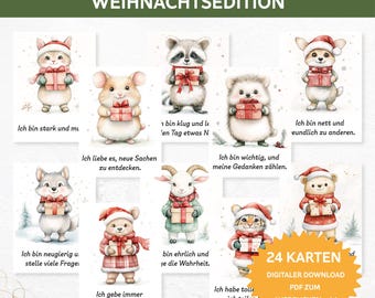 24 Daily Affirmation Cards for Children (Christmas Edition). Affirmations for Children (PDF). Positive Beliefs for Children. Encouraging Cards for Children.