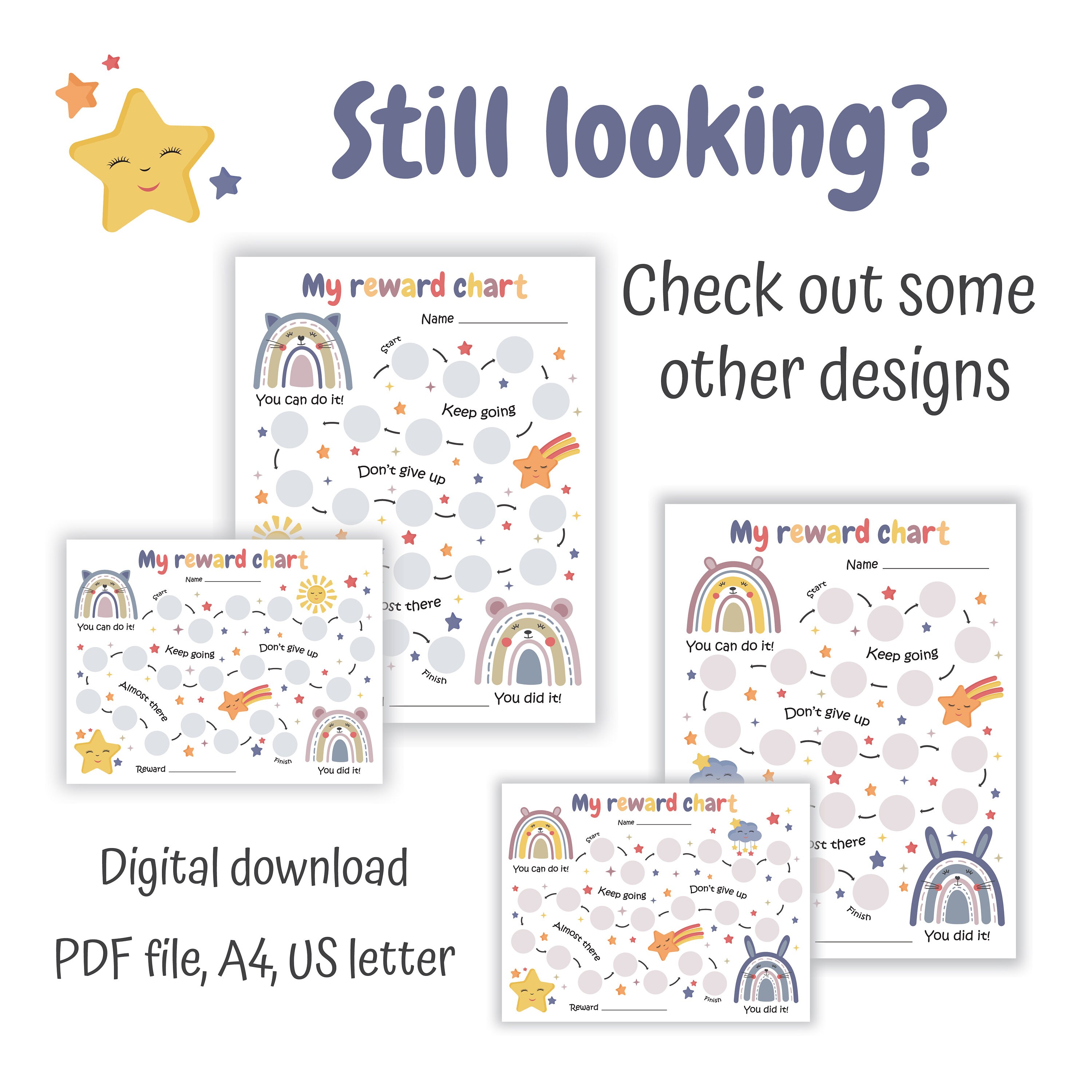 Printable Reward Chart. Toddler Potty Chart. Kids Behavior - Etsy