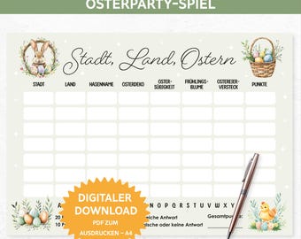 City, Country, Easter. City, Country, River Easter Edition. Easter game to print, party game, Easter activity, Easter celebration game.