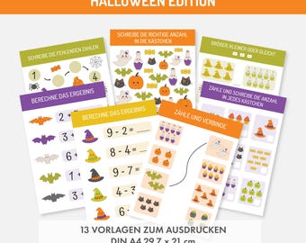 Kindergarten worksheets. Preschool learning numbers. Halloween learning sheets. Preschool math worksheets. Preschool templates. Daycare templates