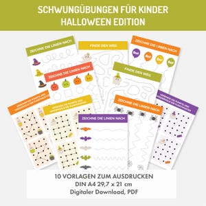 Preschool learning sheets for children. Halloween worksheets. Swing exercises. Preliminary writing exercises. Preschool exercise books. Fine motor skills exercises.