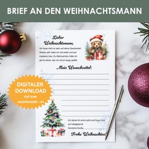 Weihnachtswunschzettel für Kinder. Brief an den Weihnachtsmann. Weihnachten Portfolio Kindergarten. Wunschliste Wunschzettel zum Ausdrucken.