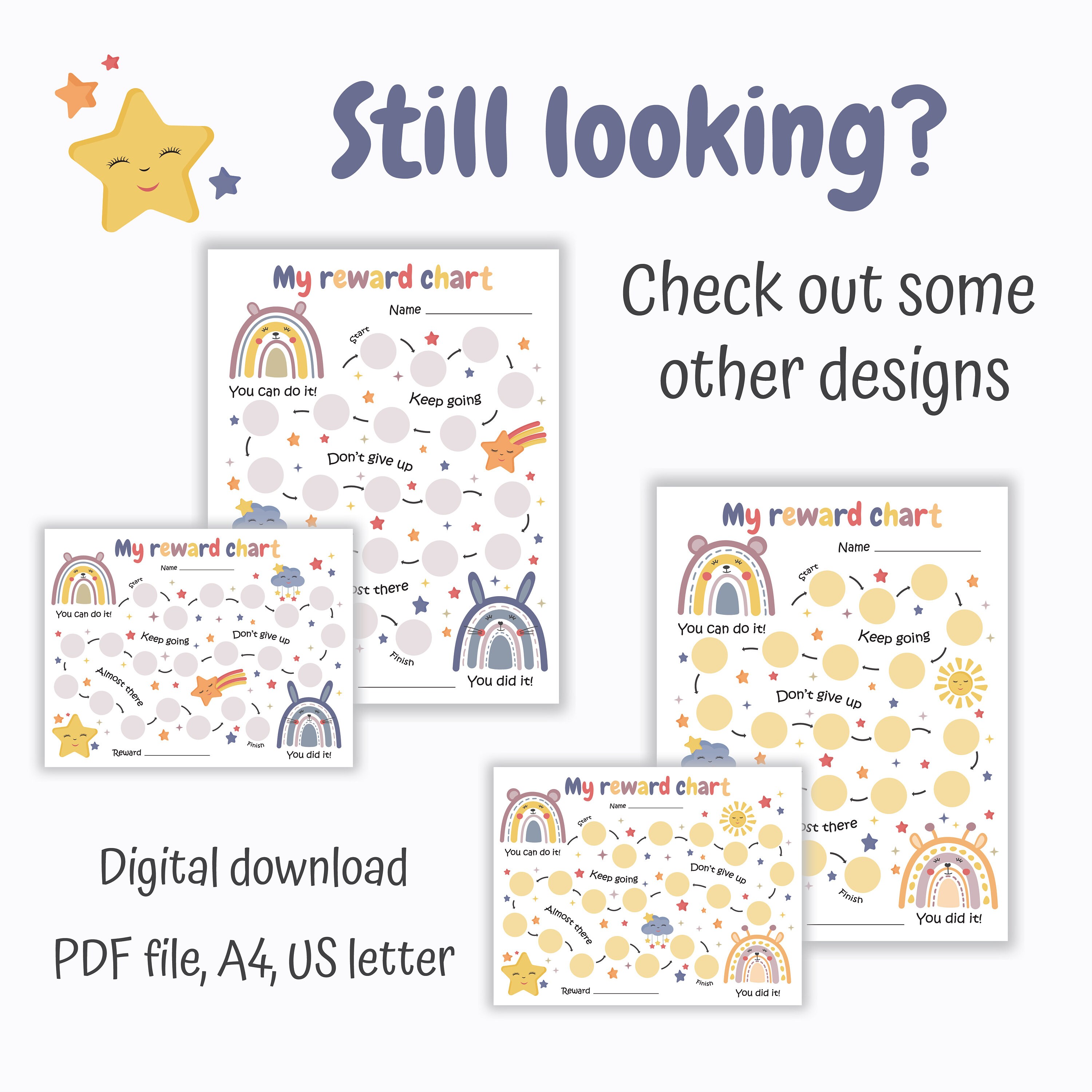 Printable Reward Chart. Toddler Reward Chart. Kids Routine - Etsy