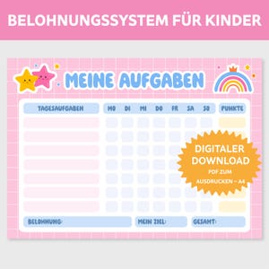 Printable A4 reward chart for children, chore chart. My chores. Weekly planner for children. Reward plan. Reward system.