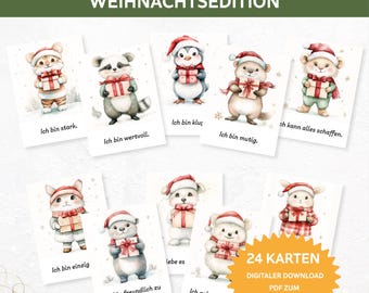 24 Daily Affirmation Cards for Children (Christmas Edition). Affirmations for Children (PDF). Positive Beliefs for Children. Encouraging Cards for Children.