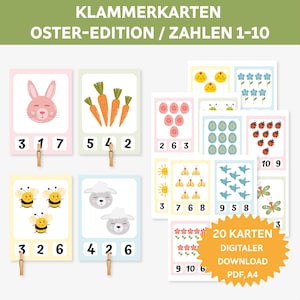 Klammerkarten. Oster-Aktivitäten Kinder. Lernkarten Zahlen. Zählen Zahlen lernen. Mathe Kita. Ostern Vorlagen. Druckvorlagen Kinder Ostern.