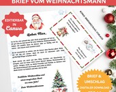 Personalisierter Brief vom Weihnachtsmann. Weihnachtsbrief Vorlage. Brief vom Nordpol.  Weihnachten Kindergarten. Kita Portfolio Vorlage.