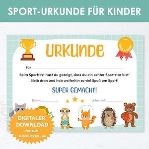 Certificato per bambini. Certificato sportivo per bambini. Certificato per la festa dello sport della scuola materna. Giornata sportiva scolastica. Certificato cartaceo per bambini. Certificato di partecipazione sportiva