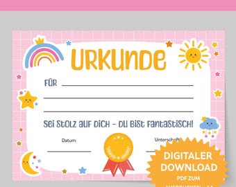 Certificate for children. Certificate for children. Report card for children. Certificate for special achievements. Participant certificate. Reward for children.