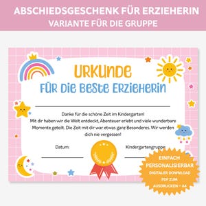 Geschenk Erzieherin. Abschiedsgeschenk Erzieherin. Abschied Kindergarten, Kita. Dankeschön Erzieherin. Danke Geschenk. Erzieherin mit Herz.