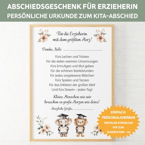 Farewell gift for a teacher – thank you teacher. A gift for leaving a daycare center, kindergarten, crèche, or childminder. Teacher with heart.