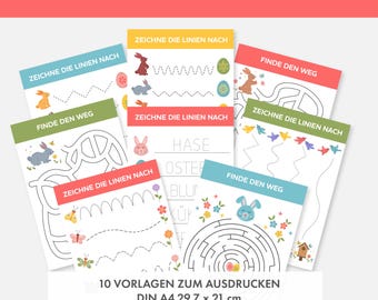 Attività pasquali per bambini. Esercizi di motricità fine per bambini. Attività e puzzle. Modelli per l'asilo nido di Pasqua. Materiale stampabile per bambini sulla Pasqua.