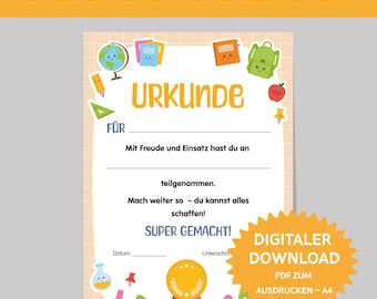 Certificate for children. Participation certificate. Elementary school certificate. Reward for schoolchildren. Report card. Certificate for all occasions. Children's certificate.