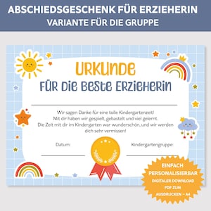 Geschenk Erzieherin. Abschiedsgeschenk Erzieherin. Dankeschön Erzieherin. Erzieherin mit Herz. Abschied Geschenk Kindergarten Kita Krippe.