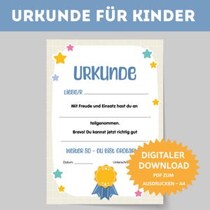 Teilnehmerurkunde. Urkunde für Kinder. Urkunde Teilnehmer. Zeugnis Zertifikat für alle Gelegenheiten. Kinderurkunde. Urkunde zum Zeugnis.