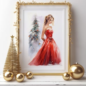 Bagliore di Natale / Stampa di illustrazioni di moda / Poster di Natale / Arte della parete di Natale