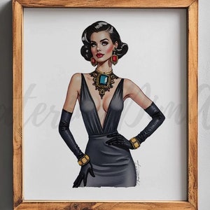 Amelia | fashion illustration | fashion art | wall art poster | retro | vintage | fashion print