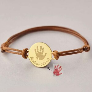 Baby Footprint Bracelet Personalized Rope Adjustable Woman Carved Handprint Stainless Steel Jewelry Men Custom Bracelet Mom Gift