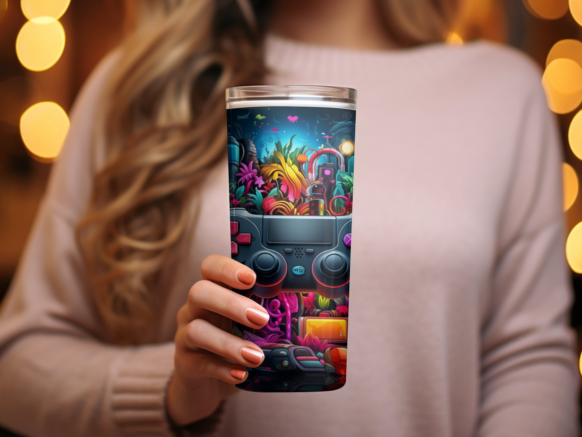 3D Gamer Controller in Gameland 20 Oz Tumbler Sublimation Design ...