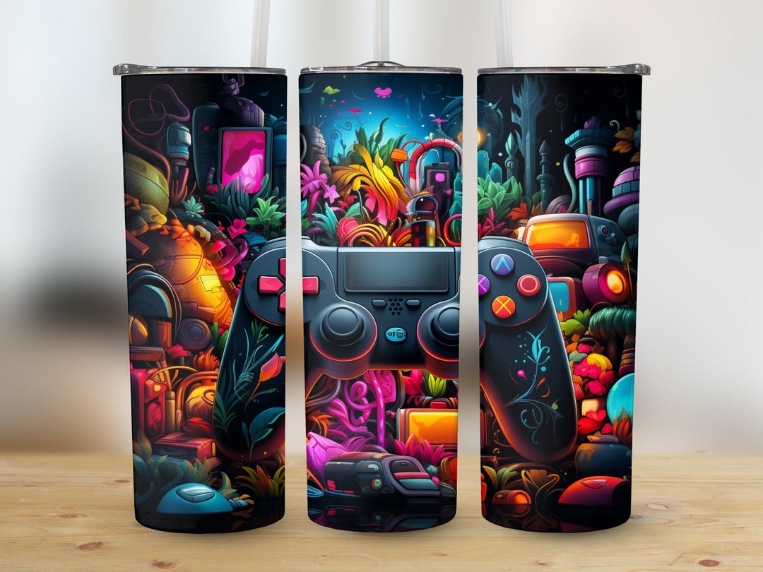 3D Gamer Controller in Gameland 20 Oz Tumbler Sublimation Design ...