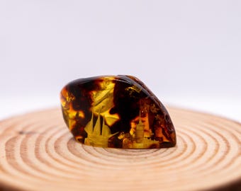 Engraved Amber Stone Talisman (22x35mm)
