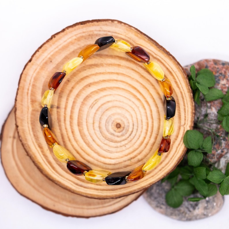 Buntes Bernstein Armband. Bild 4