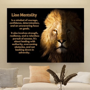 Art mural motivant Lion, décoration inspirante pour bureau Alpha, impression d'art sur toile pour salle de sport