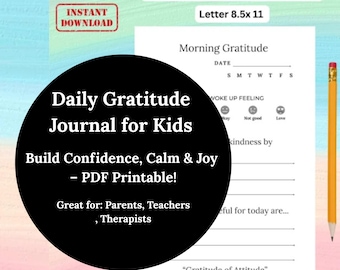 子どものための感謝日記：毎日のマインドフルネスとポジティブ思考（印刷可能なPDF）