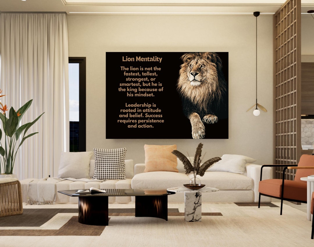 Lion Mentality Canvas Art | Inspirational Poster Quote | Motivational ...