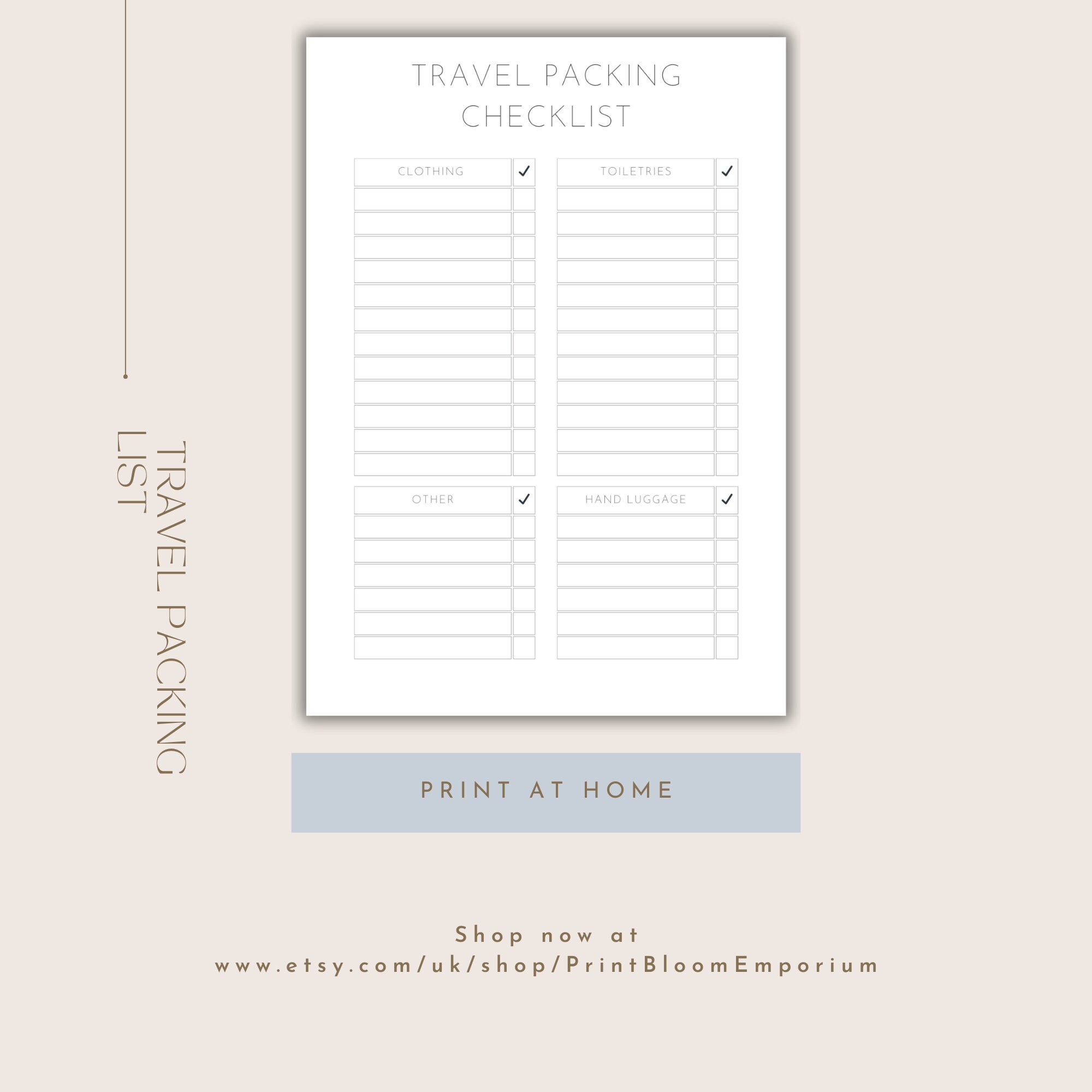 Printable Travel Packing Checklist - Organise Your Trip Essentials - Etsy