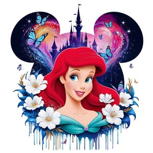 Digital Princess Little Mermaid PNG & SVG Design Clipart - commercial use, instant download, cricut, sublimation, t shirt, mug,sea,splash