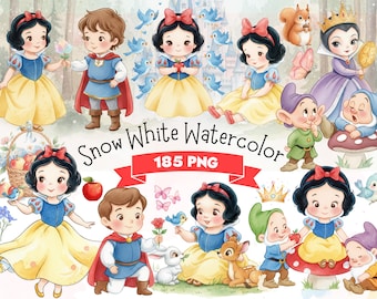 Princess Snow White Watercolor Bundle 185 PNG Clipart - Commercial Use (Digital Download)