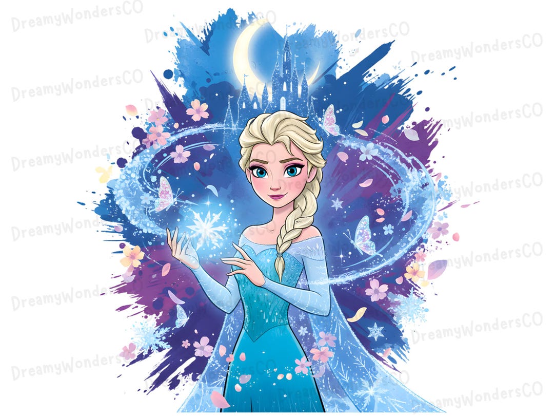 Princess Elsa Magic Watercolor Night PNG Clipart: Frozen Digital Design ...
