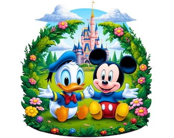 ミッキーマウスとドナルドダック、永遠の友達、昇華デザイン、デジタル