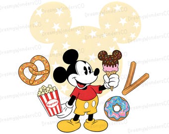 Mickey Mouse Vintage Cinema Food PNG: Commercial Use Clipart (Digital Download)
