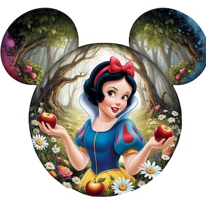 Snow White Princess Clipart: PNG Mouse Silhouette  Graphic (Commercial Use)