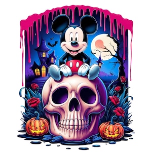 Digital Mickey Mouse Halloween Skull PNG & SVG Design Clipart - commercial use, instant download, cricut, sublimation, t shirt, mug, bag