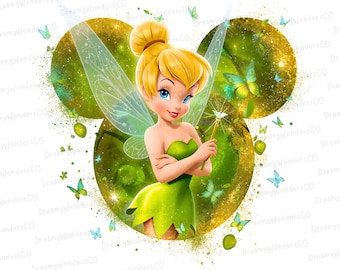 Tinkerbell Mouse Silhouette Design Clipart PNG Digital Design (Commercial Use)
