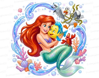 Little Mermaid Princess Ariel PNG - Underwater Friendship Cartoon Design Clipart