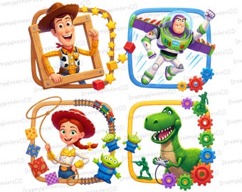 Clipart Story Friends Toys Frame PNG : cadre décoratif, illustration, conception numérique (usage commercial)