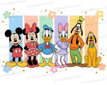 Mickey en vrienden kleurrijke rasters png-ontwerp clipart (commercieel gebruik)