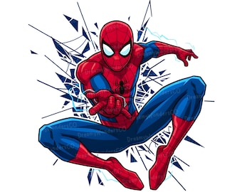 Superhéroe Spiderman PNG: Diseño abstracto digital (uso comercial)