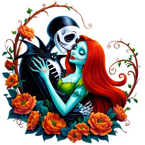 Cute Jack Skellington and Sally love PNG Digital Design Clipart - commercial use, instant download, cricut, sublimation, t shirt, mug