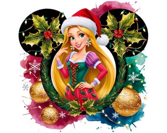Christmas Princess Rapunzel Clipart: PNG & SVG Design (Commercial Use)