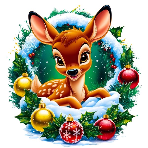 Débardeur Noël Bambi - Produit Disney Officiel, Coupe Classique Léger