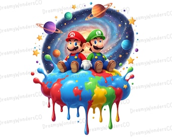 Super Mario and Luigi Galaxy Planets PNG Clipart: Commercial Use (Digital Download)