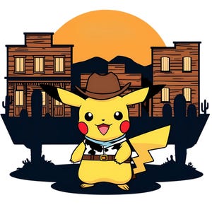 Diseño PNG y SVG de vaquero Pikachu digital - uso comercial, descarga instantánea, cricut, sublimación, camiseta, taza, bolso, niños