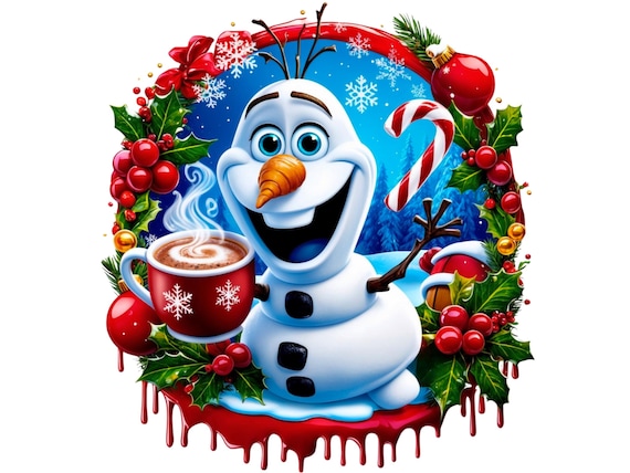Christmas Olaf With Hot Chocolate Clipart: PNG & SVG Design