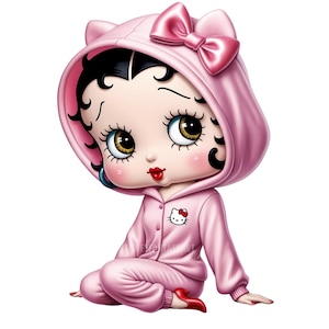 Digital Betty Cat Pijama PNG & SVG Design Clipart - commercial use, instant download, cricut, sublimation, t shirt, mug, bag