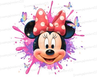 Mariposas salpicando de Minnie Mouse - Imágenes prediseñadas PNG para uso comercial (descarga digital)